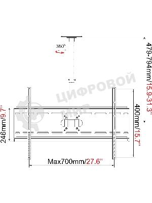 Кронштейн для телевизора Cactus CS-CP04-R черный 37