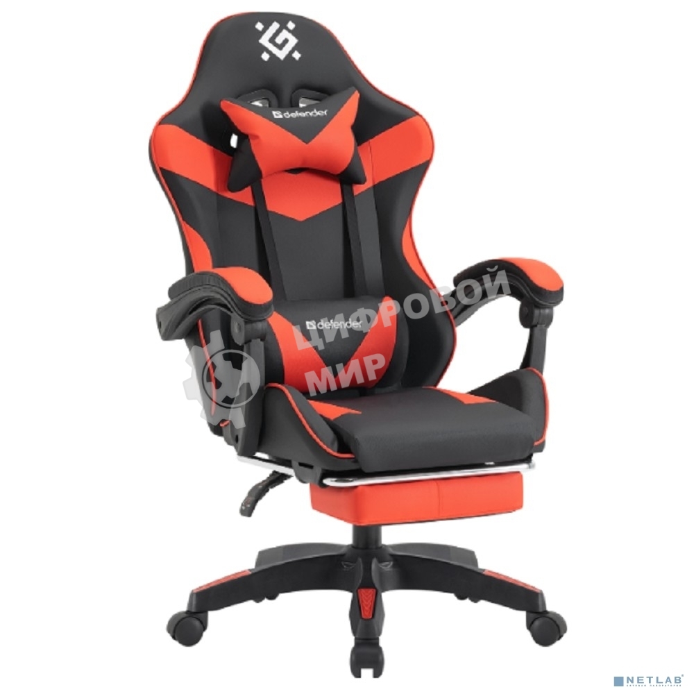 Кресло Defender TORNADO BLACK/RED черный/красный, экокожа