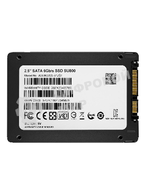 Накопитель SSD ADATA SU800, 512Gb, SATA III, 2.5