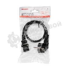 Шнур сетевой Rexant евровилка угловая - евроразъем С13, кабель 3x1,5 мм², длина 0,5 м., черный (PVC пакет)