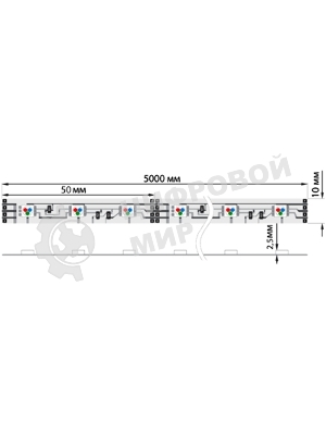 Лента светодиодная силикон, 10 мм, IP65, SMD 5050, 60 LED/m, 12 V, цвет свечения RGb