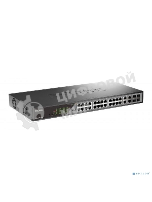 Коммутатор сетевой Smart L2 Surveillance Switch 24х1000Base-T PoE, 4xCombo 1000Base-T/SFP, PoE Budget 370W, Long-range PoE up to 250m