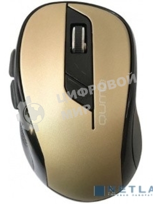 Мышь беспроводная Qumo Office Line M64 золотистый, 1600 dpi, радиоканал, USB, кнопки - 6