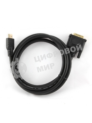 Кабель HDMI-DVI Cablexpert CC-HDMI-DVI-6, 19M/19M, single link, медь, позол.разъемы, экран, 1.8м, черный, пакет