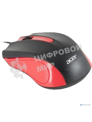 Мышь проводная Acer OMW012 черный/красный, 1200 dpi, USB, кнопки - 3