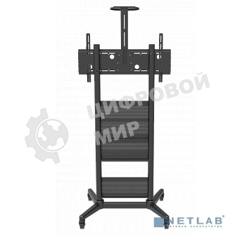Мобильная стойка Wize Pro M75 для широкоформатных и интерактивных панелей 32 75, Max VESA 800x400 мм, высота 167 см, полка для медиаплеера, полка для камеры ВКС, до 120 кг, черный (2 места)