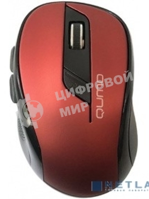 Мышь беспроводная Qumo Office Line M62 красный, 1600 dpi, радиоканал, USB, кнопки - 6