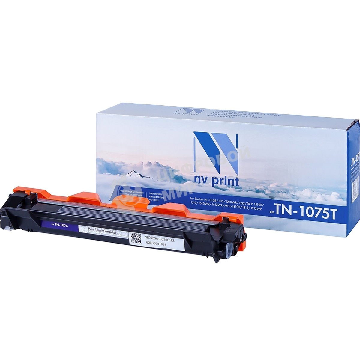Картридж NVPrint NV-TN1075T (тип TN-1075) Black черный, 1000 стр., для Brother HL-1110R/1112/1210WR/1212/DCP-1510R/1512/1610WR/1612WR/MFC-1810R/1815/1912WR