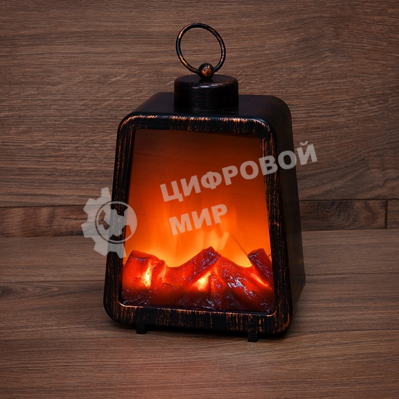 Светодиодный камин Neon-night Лофт с эффектом живого огня 17х10х24,5 см, 3хС (не в комплекте) и USB (в комплекте)