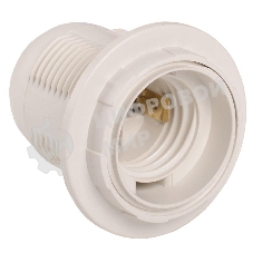 Патрон пластик с кольцом, Е27, белый, стикер на изделии, IEK EPP11-04-01-K01 Ппл27-04-К12