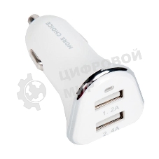 Автомобильная зарядка (от прикуривателя) 2USB 2.4A для Apple 8-pin More choice AC22i, белый