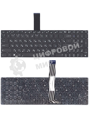 Клавиатура для ноутбука Asus K56 черная без рамки, плоский Enter