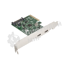 Контроллер ExeGate EXE-313 PCI-Ex4, 2*USB3.1 Type-C ext, разъем доп.питания (OEM)