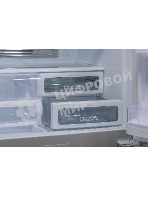 Холодильник Sharp SJGX98PWH белое стекло четырехкамерный 394/211л морозилка снизу, No Frost, Side by Side