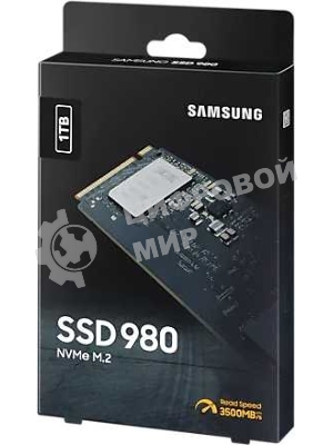Накопитель SSD Samsung 980, 1000Gb, PCIe 3.0 x4, M.2 2280, NVMe, R/W 3500/3000