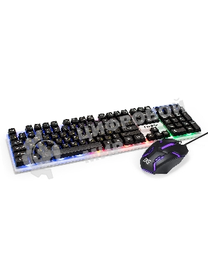 Комплект клавиатура+мышь ExeGate MK140 проводной, USB, 1000 DPI, чёрный/белый