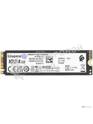 Накопитель SSD Kingston Fury Renegade, 1Tb, M.2(22x80мм), NVMe, PCIe 5.0 x4, 3D TLC, R/W 14200/11000Mb/s, IOPs 2 200 000/2 150 000, TbW 1000, DWPD 0.5 (12 мес)
