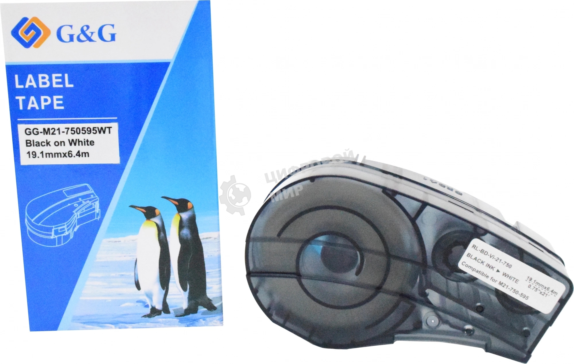 Картридж ленточный G&G GG-M21-750595WT черный на белом 19.1x6.4 для Brady BMP21-PLUS/BMP21-LAB
