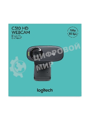 Веб-камера Logitech C310 HD 1280x720, 30 кадр/с, USB Type-A, микрофон (шумоподавление), автоосвещение, универсальное крепление