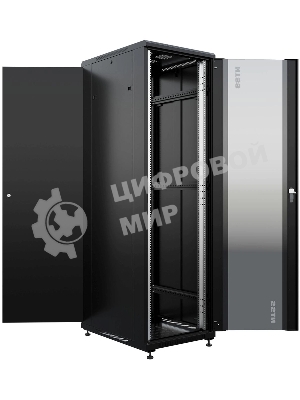 Шкаф серверный NTSS Премиум (NTSS-R42U6080GS-BL) напольный 42U 600x800 мм пер. дв. стекл. металл 900 кг черный 710 мм 99 кг 1987 мм IP20 сталь