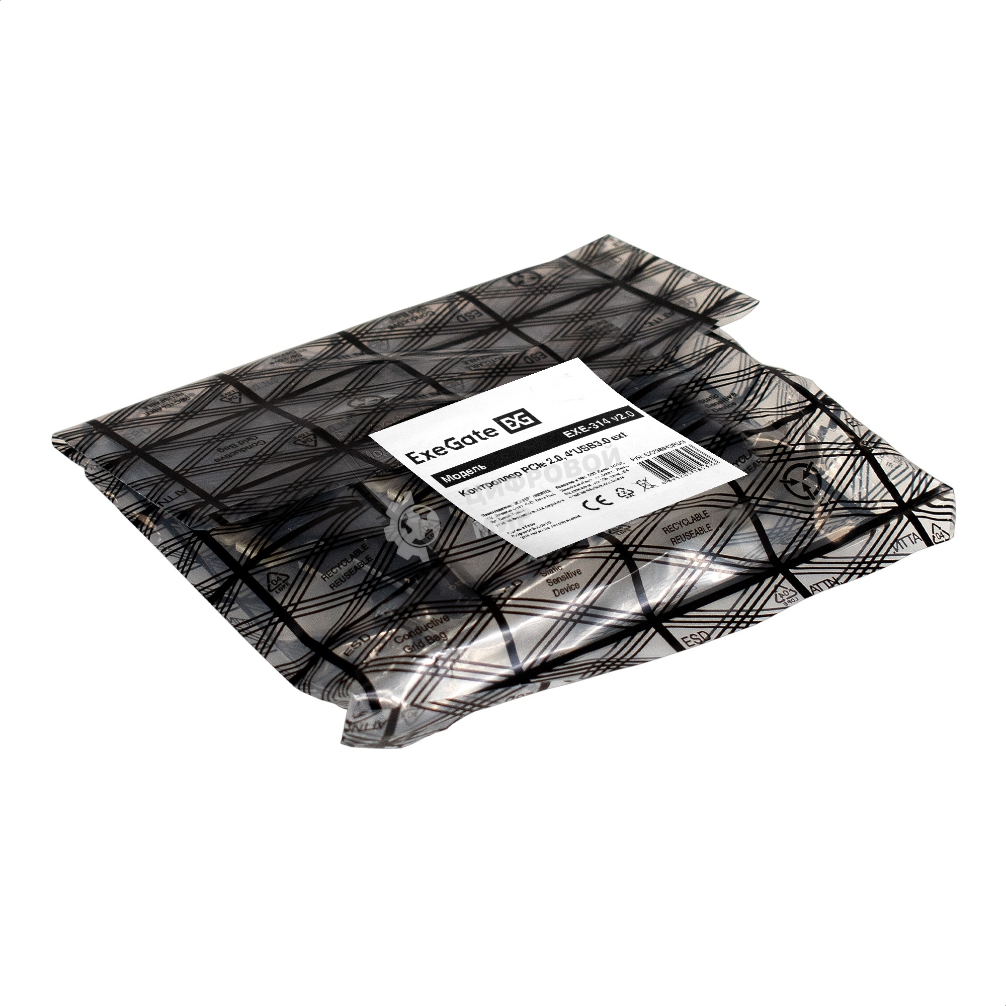 Контроллер ExeGate EXE-314 v2.0 (PCI-E x1 v2.0, 4хUSB 3.0 ext., разъем доп.питания Molex, VIA Labs Chipset VL805)