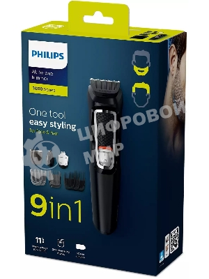 Триммер Philips MG3740/15 черный (насадок в компл:9шт)