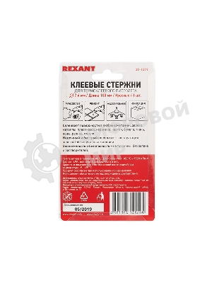 Клеевые стержни Rexant, Ø7 мм, 100 мм, красные, 6 шт., блистер