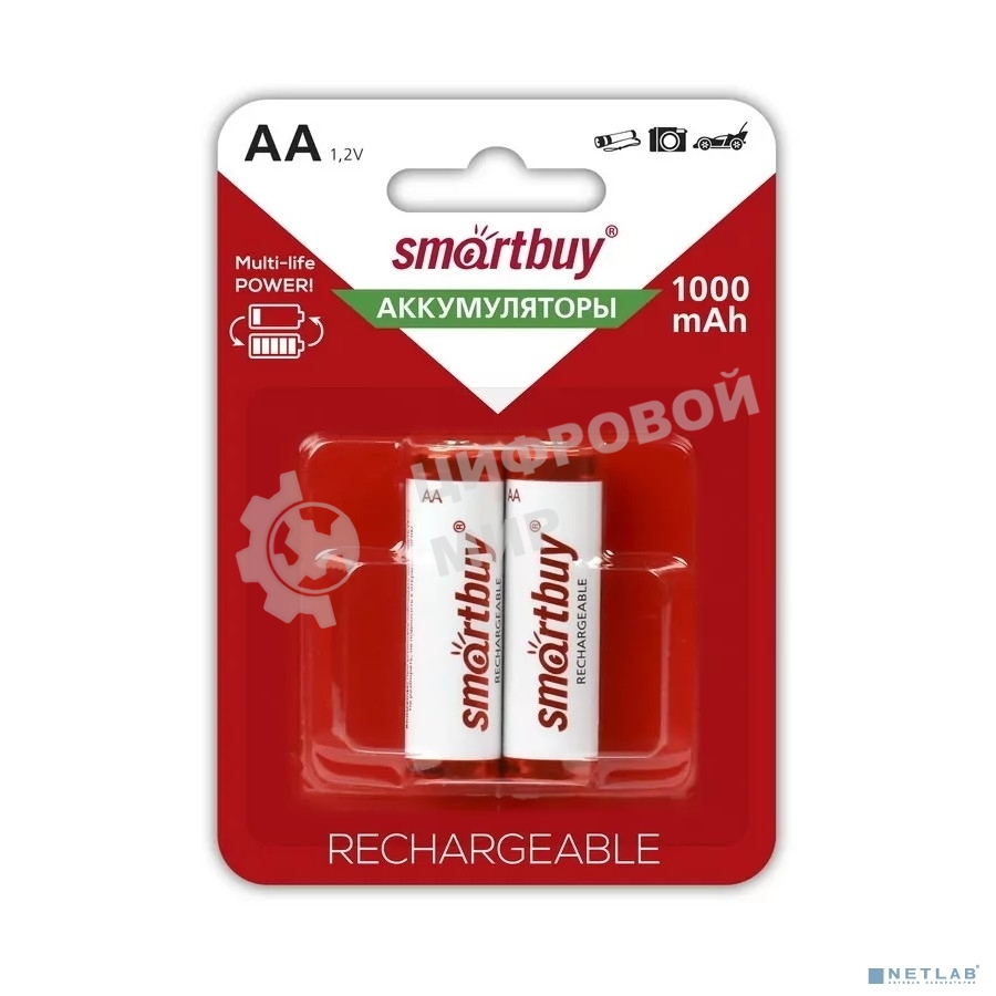 Аккумулятор Smartbuy AA/2BL 1000 mAh (24/240) (SBBR-2A02BL1000) (2шт. в уп-ке)
