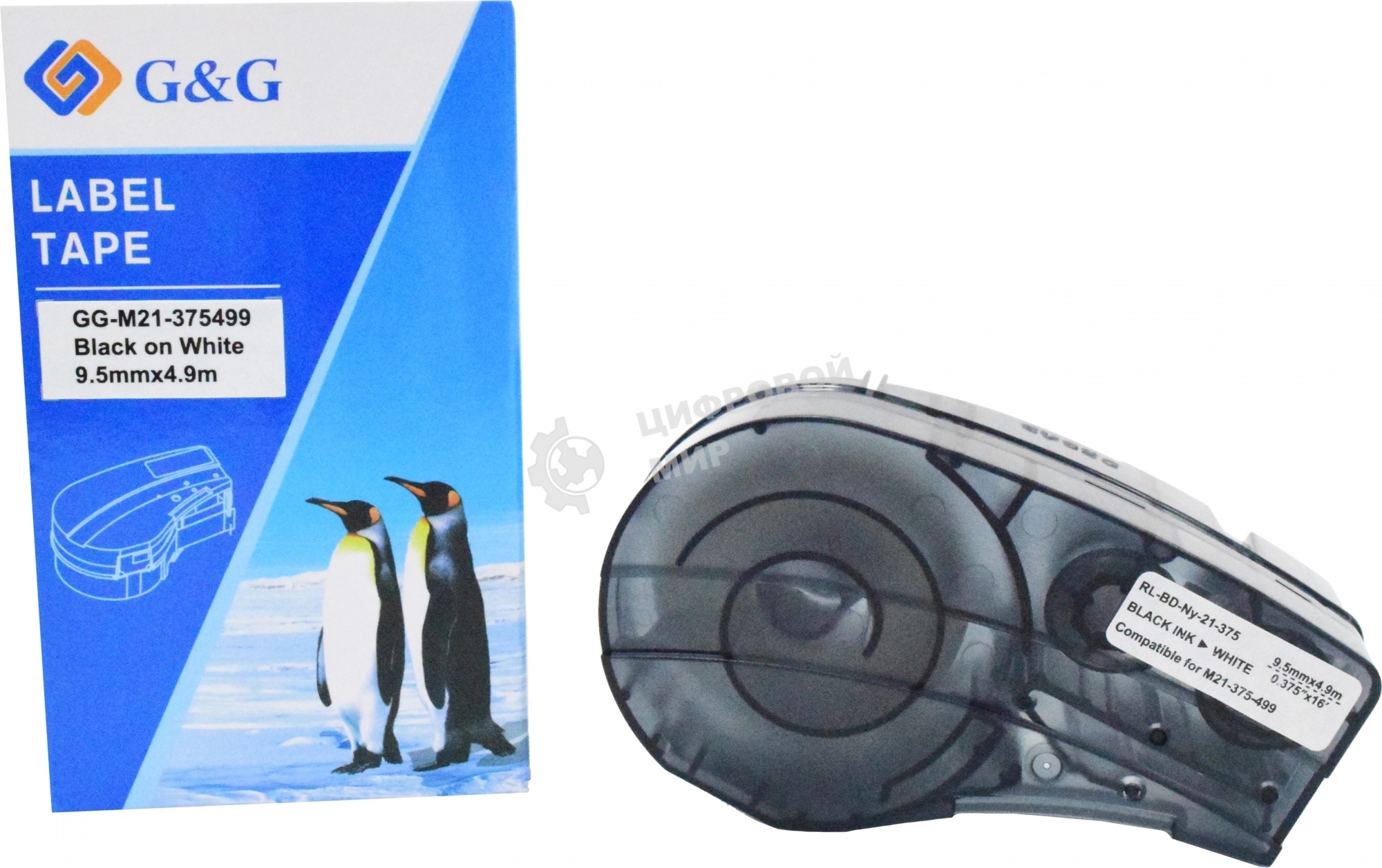 Картридж ленточный G&G GG-M21-375499 черный на белом 9.5x4.9 для Brady BMP21-PLUS, BMP21-LAB