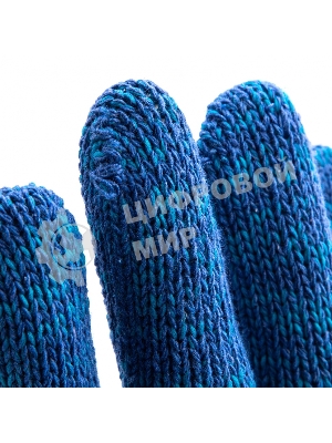 Перчатки трикотажные Сибртех усиленные, гелевое ПВХ-покрытие, 7 класс, синие