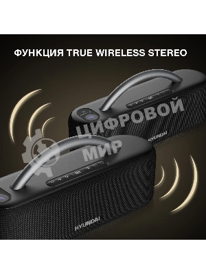 Колонка портативная Hyundai H-PS1028 черный 60W 2.0 BT 10м 4400mAh