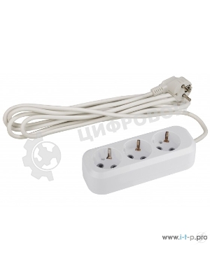 Удлинитель UX-3e-3m c заземлением, 3x0,75мм2, 3гн, 3м | Б0035750 | ЭРА