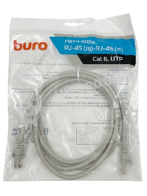Патч-корд Buro Basic UTP 4 пары cat6 CCA molded 2м серый RJ-45 (m)-RJ-45 (m)