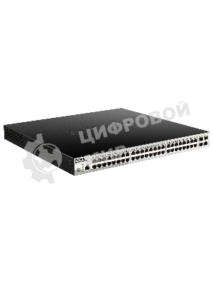 Коммутатор управляемый 2 уровня D-Link DGS-1210-52MPP/ME/B3A PROJ с 48 портами 10/100/1000Base-T и 4 портами 1000Base-X SFP (48 портов с поддержкой PoE 802.3af/802.3at (30 Вт), PoE-бюджет 740 Вт)