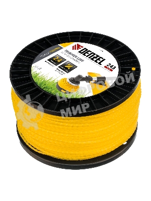 Леска для триммера Denzel витой квадрат, 2,4мм х 243м, на DIN катушке FLEX CORD