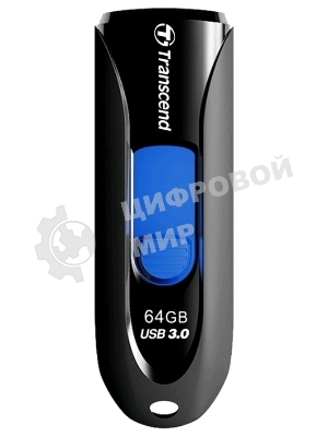 Флешка USB Transcend JetFlash 790 (TS64GJF790K), 64 Gb, USB 3.0, R/W 90/40, черный/синий