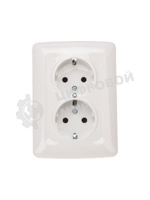 Розетка Kranz 2-ая DEA керамика с/з с/у 16А белый (1/10/100)