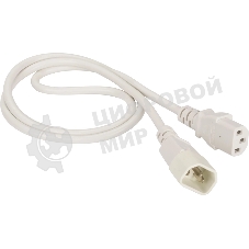Шнур питания Lanmaster C13-C14, 3х0.75, 220В, 10А, белый, 2 метра