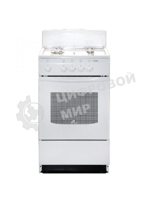 Плита газовая De Luxe 5040.45Г (Щ) -001 белый, конфорок 4 газовых, духовка 46 л, 50 см x 85 см x 50 см