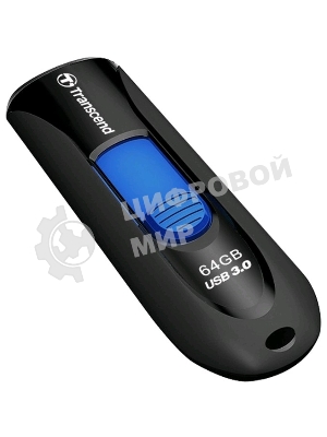 Флешка USB Transcend JetFlash 790 (TS64GJF790K), 64 Gb, USB 3.0, R/W 90/40, черный/синий
