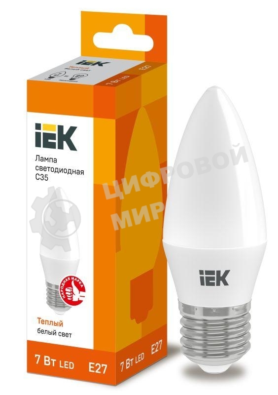 Лампа светодиодная IEK LLE-C35-7-230-30-E27 ECO C35 свеча 7Вт 230В 3000К E27