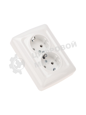 Розетка Kranz 2-ая DEA керамика с/з с/у 16А белый (1/10/100)