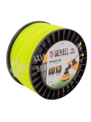 Леска для триммера Denzel витой квадрат, 2,7мм х 196м, на DIN катушке FLEX CORD