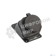 Розетка 1-м Омега РБу13-1-0м с защ. крышкой угловая настен. с заземл. IP44 черный каучук IEK PKR22-016-2-K02