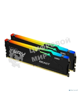 Оперативная память Kingston Fury Beast, DDR5, 32Gb (2x16GB), 5600MHz, CL36, DIMM, с радиаторами, RGB, черный