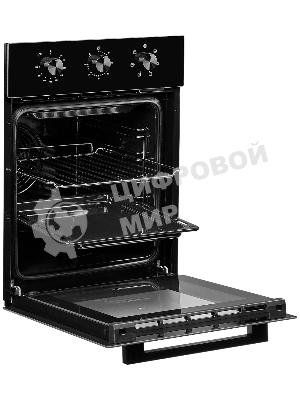 Встраиваемый духовой шкаф Monsher MOE 4563 Noir, электрический, High-Tech, объем 50 л, конвекция, гриль, 3 стекла в дверце, съемные стекла, съемная дверца, телескопические направляющие, черный