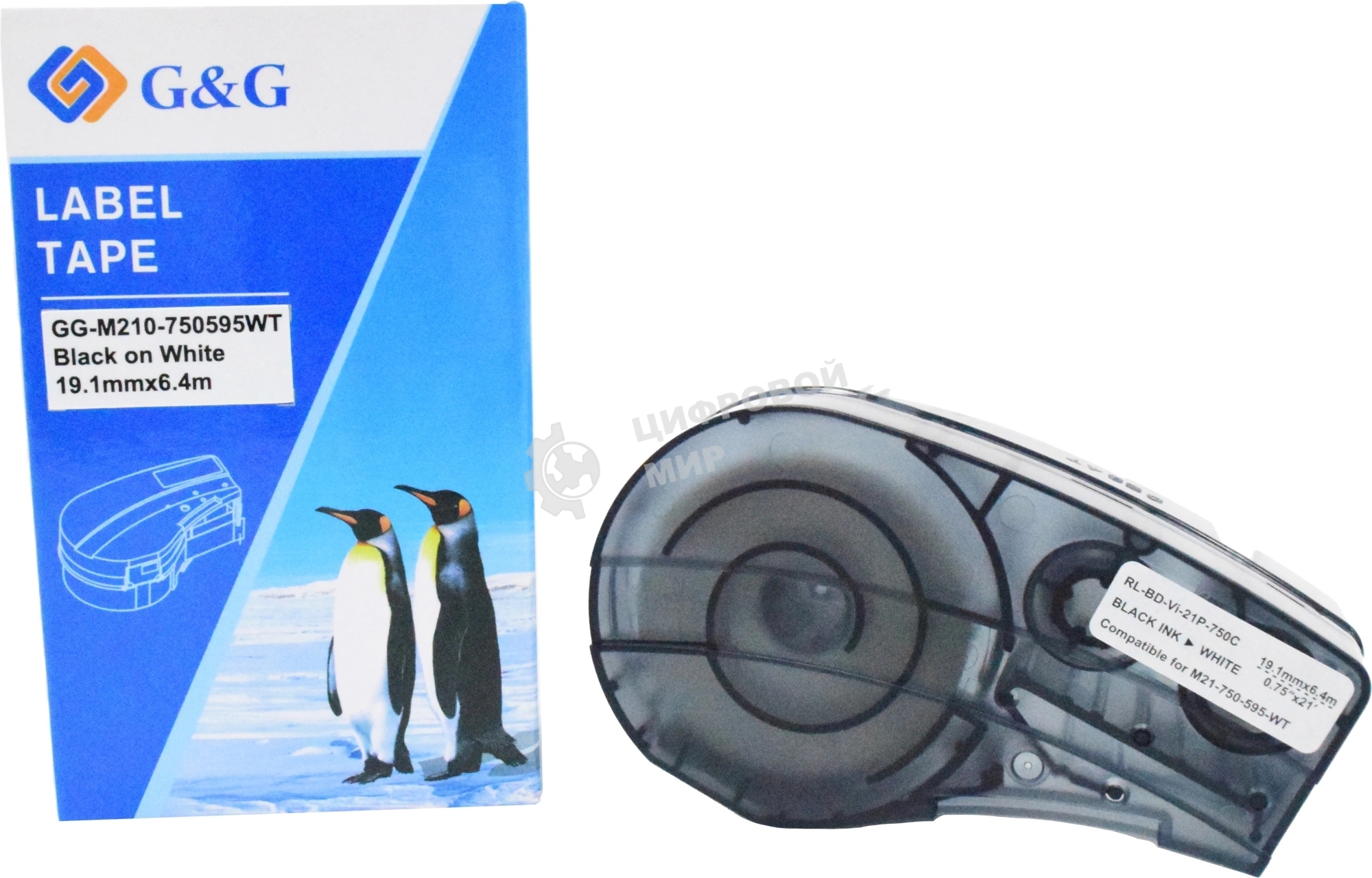 Картридж ленточный G&G GG-M210-750595WT черный на белом 19.1x6.4 для Brady M210/M211/M210-LAB
