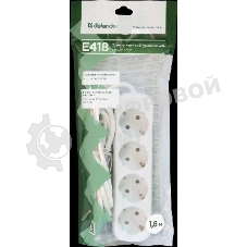 Удлинитель Defender E418 белый 1.8 м, 4 розетки 