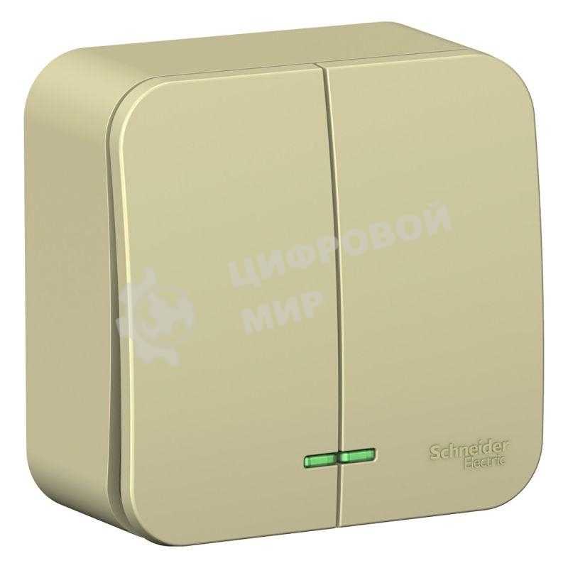 Выключатель 2-кл. ОП Blanca (сх.5) 10А 250 В изол. пласт. с подсветкой беж. SchE BLNVA105117