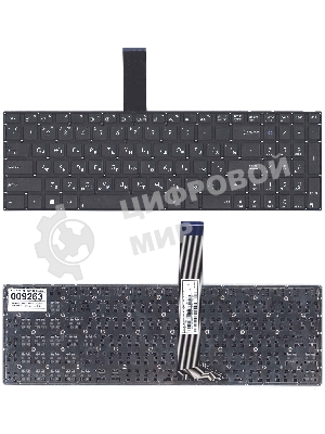 Клавиатура для ноутбука Asus K56 черная без рамки, плоский Enter